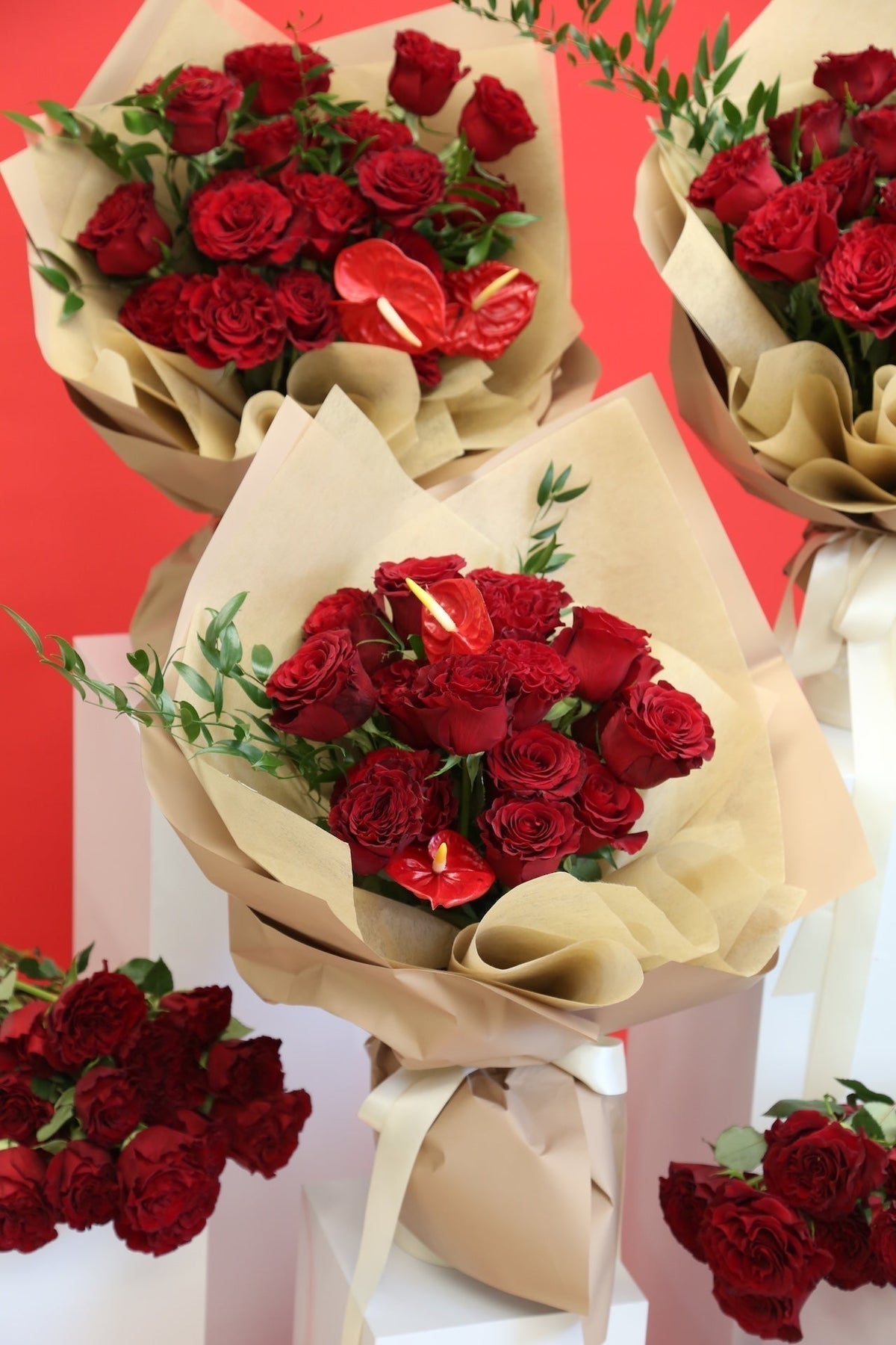 A bouquet of red roses